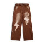 Load image into Gallery viewer, DISTRESSED LIGHTNING PATCH WASHED GRIND WHITE JEAN
