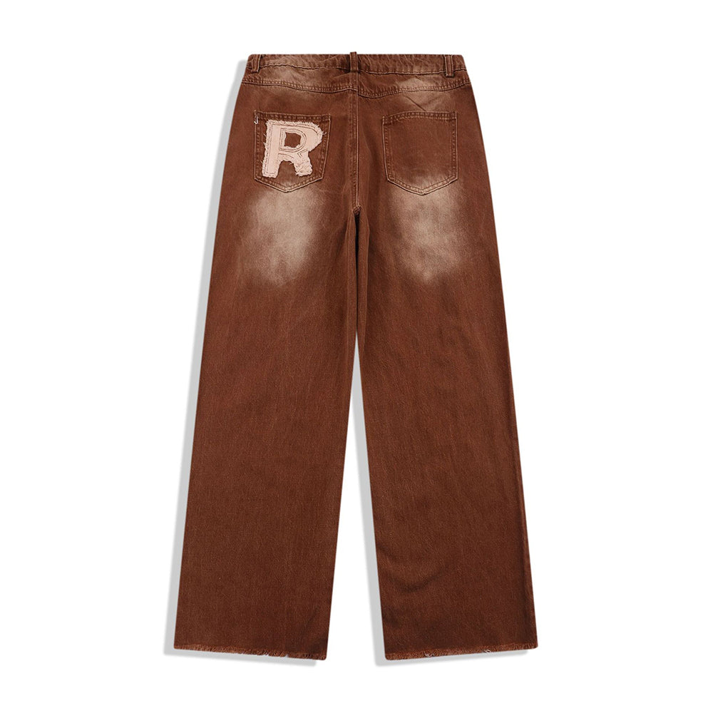 DISTRESSED LIGHTNING PATCH WASHED GRIND WHITE JEAN