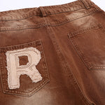 Load image into Gallery viewer, DISTRESSED LIGHTNING PATCH WASHED GRIND WHITE JEAN
