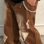 Load image into Gallery viewer, DISTRESSED LIGHTNING PATCH WASHED GRIND WHITE JEAN
