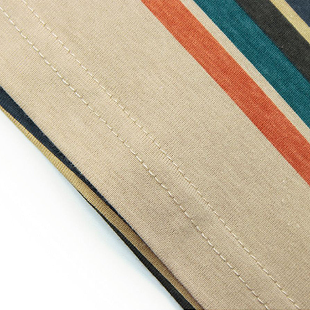 EMBROIDERED LETTER STRIPED ILLUSION TEE