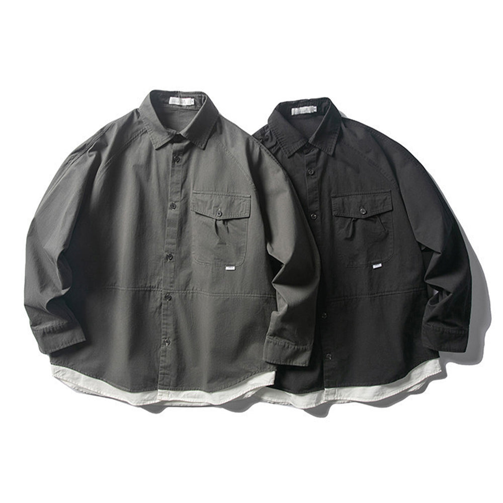 FAKE 2-PIECE RETRO SHIRT JACKET
