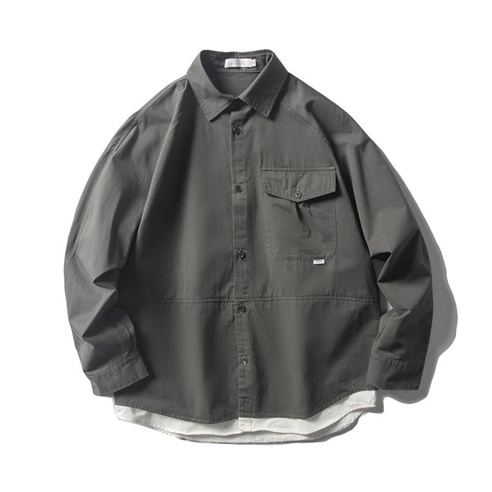 FAKE 2-PIECE RETRO SHIRT JACKET