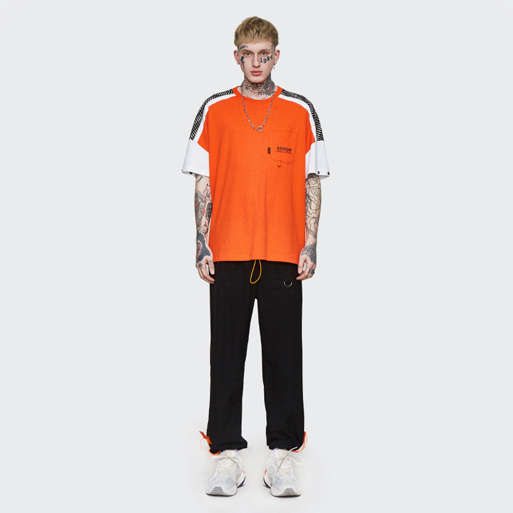 FLUORESCENT ORANGE DRAWSTRING STRETCH SWEATPANTS