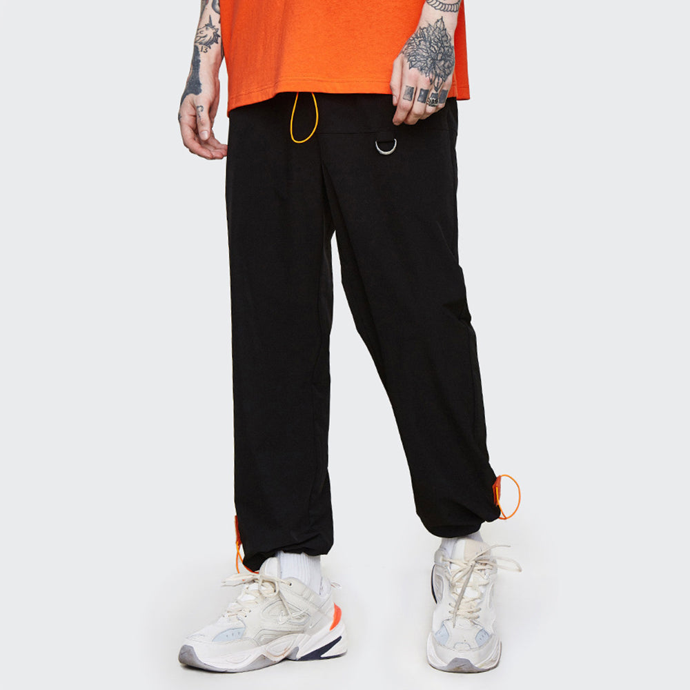FLUORESCENT ORANGE DRAWSTRING STRETCH SWEATPANTS