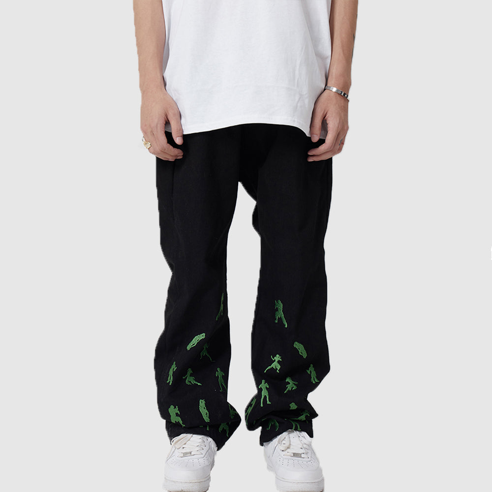 GAME KING OF FIGHTERS EMBROIDERED BLACK TROUSERS