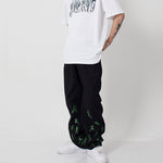 Load image into Gallery viewer, GAME KING OF FIGHTERS EMBROIDERED BLACK TROUSERS
