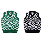 Load image into Gallery viewer, GARBLED TWISTED SPACE CHECKERBOARD KNITTED VEST
