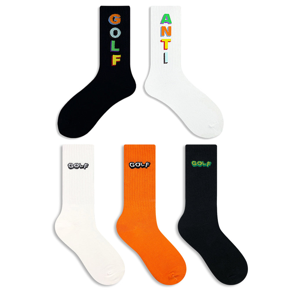GOLF ANTI MEN'S LETTER SKATEBOARD SOCKS