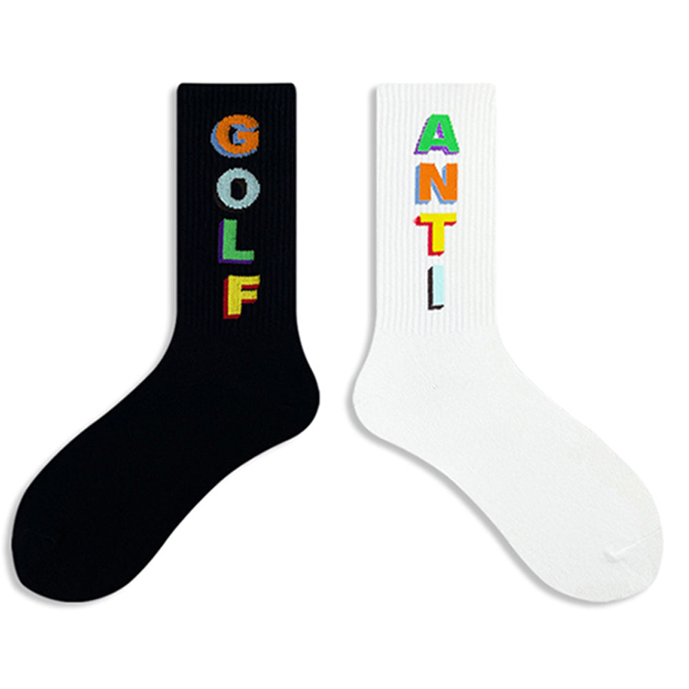 GOLF ANTI MEN'S LETTER SKATEBOARD SOCKS