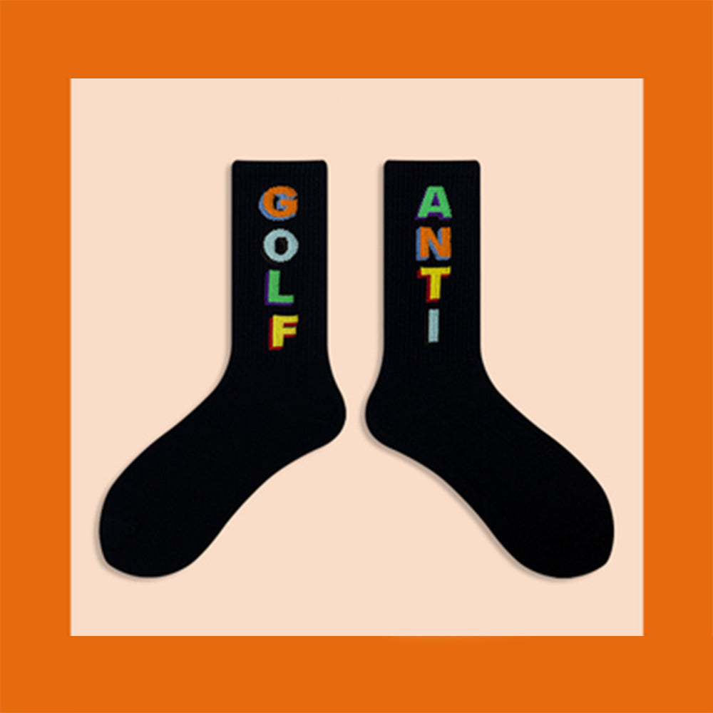 GOLF ANTI MEN'S LETTER SKATEBOARD SOCKS