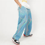 Load image into Gallery viewer, HARAJUKU TIE-DYE WASHED DENIM DRAWSTRING PANTS

