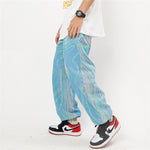 Load image into Gallery viewer, HARAJUKU TIE-DYE WASHED DENIM DRAWSTRING PANTS
