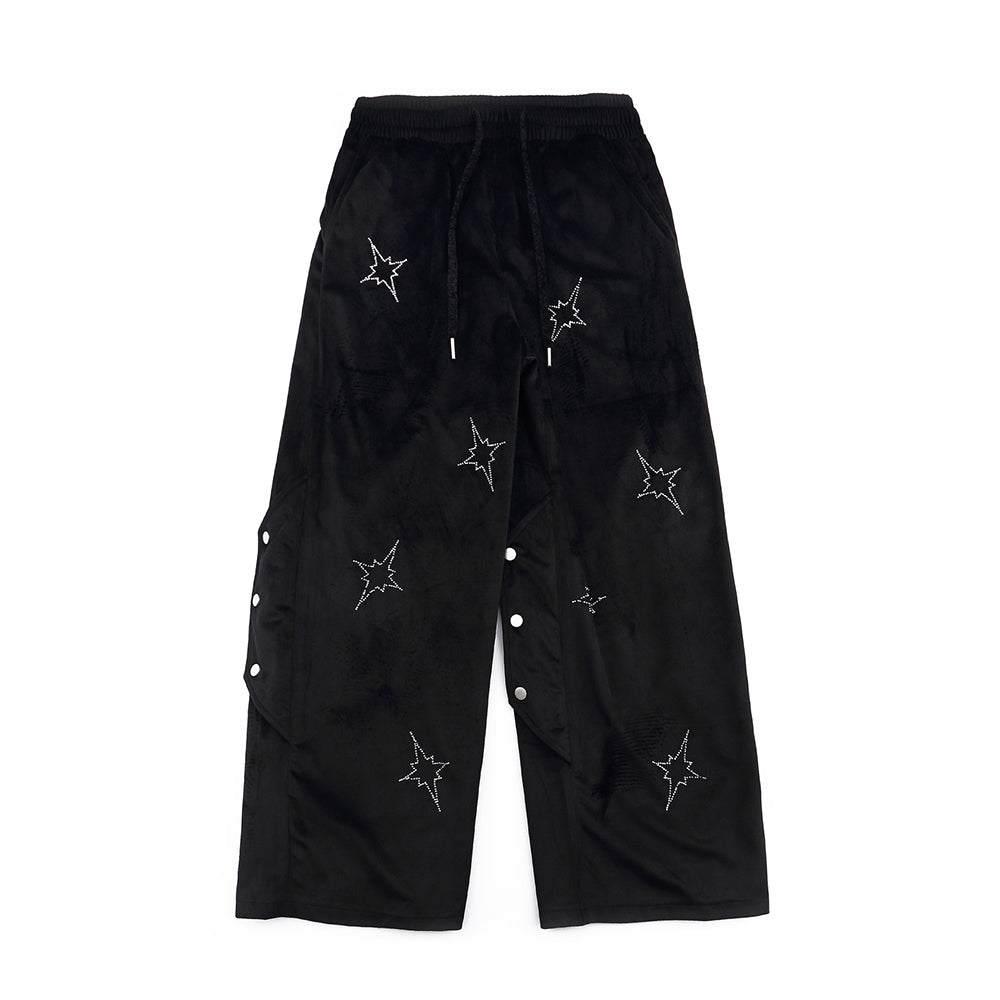 HOTFIX RHINESTONE VIBE VELVET  HIP-HOP PANTS