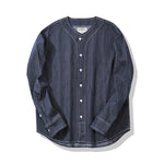 Load image into Gallery viewer, HEAVYWEIGHT STRIPED PLAIN DENIM BASEBALL COLLAR JACKET
