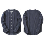 Load image into Gallery viewer, HEAVYWEIGHT STRIPED PLAIN DENIM BASEBALL COLLAR JACKET
