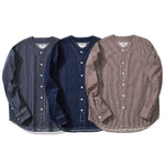 Load image into Gallery viewer, HEAVYWEIGHT STRIPED PLAIN DENIM BASEBALL COLLAR JACKET
