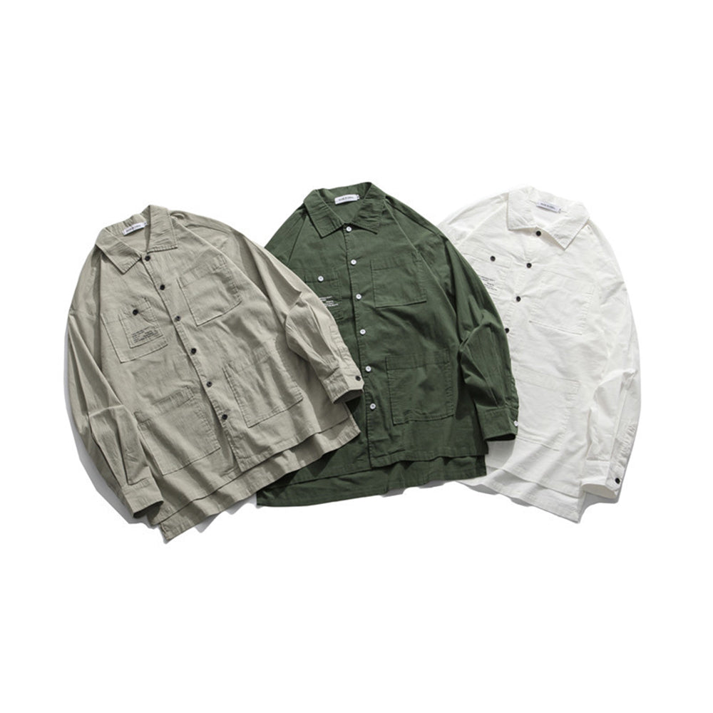 OXFORD LONGSLEEVE BUTTONDOWN SHIRT UNISEX MULTI-POCKET
