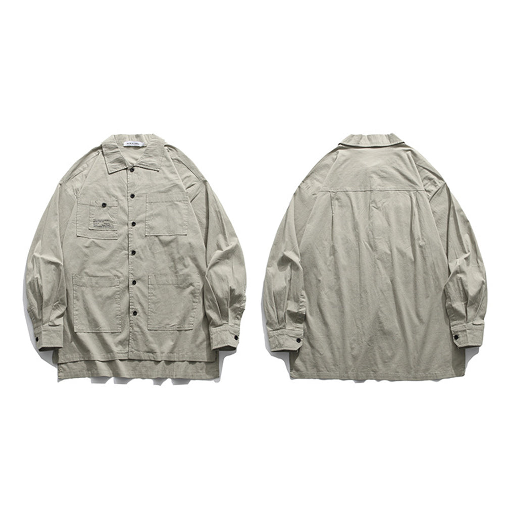 OXFORD LONGSLEEVE BUTTONDOWN SHIRT UNISEX MULTI-POCKET