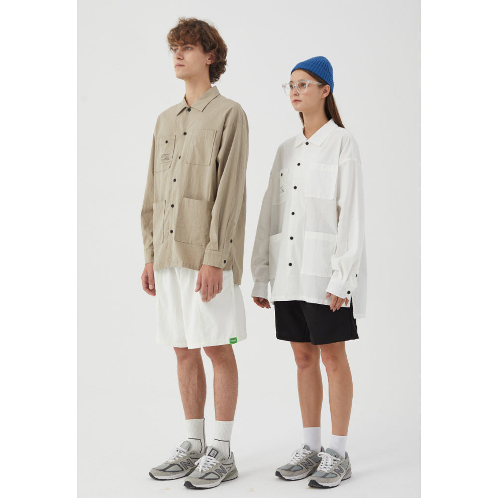 OXFORD LONGSLEEVE BUTTONDOWN SHIRT UNISEX MULTI-POCKET
