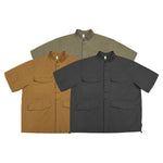 Load image into Gallery viewer, MULTI POCKET DRAWSTRING BASEBALL COLLAR SHORT SLEEVE SHIRT
