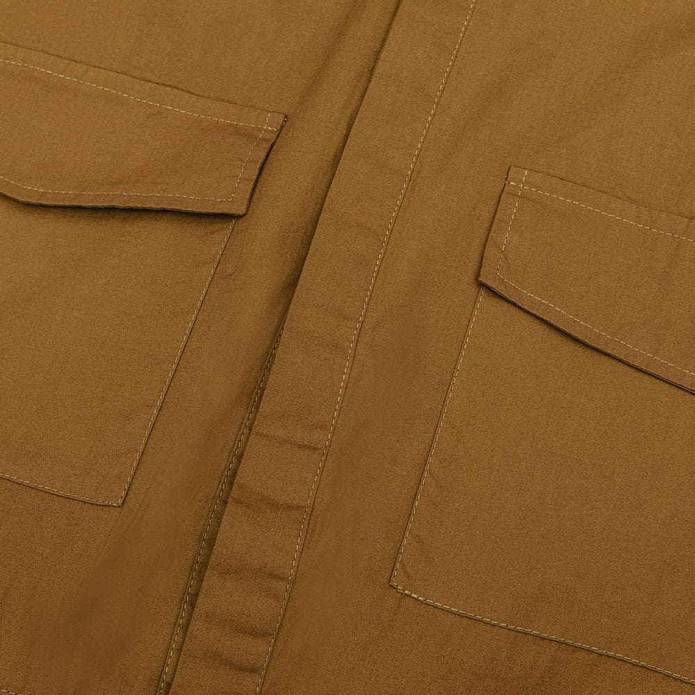 MULTI POCKET DRAWSTRING BASEBALL COLLAR SHORT SLEEVE SHIRT