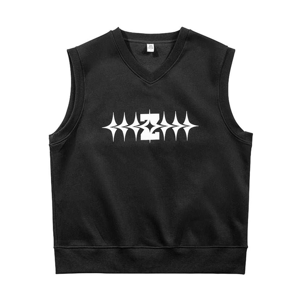 PRINTED KEEP WARM VILLUS BASIC VEST