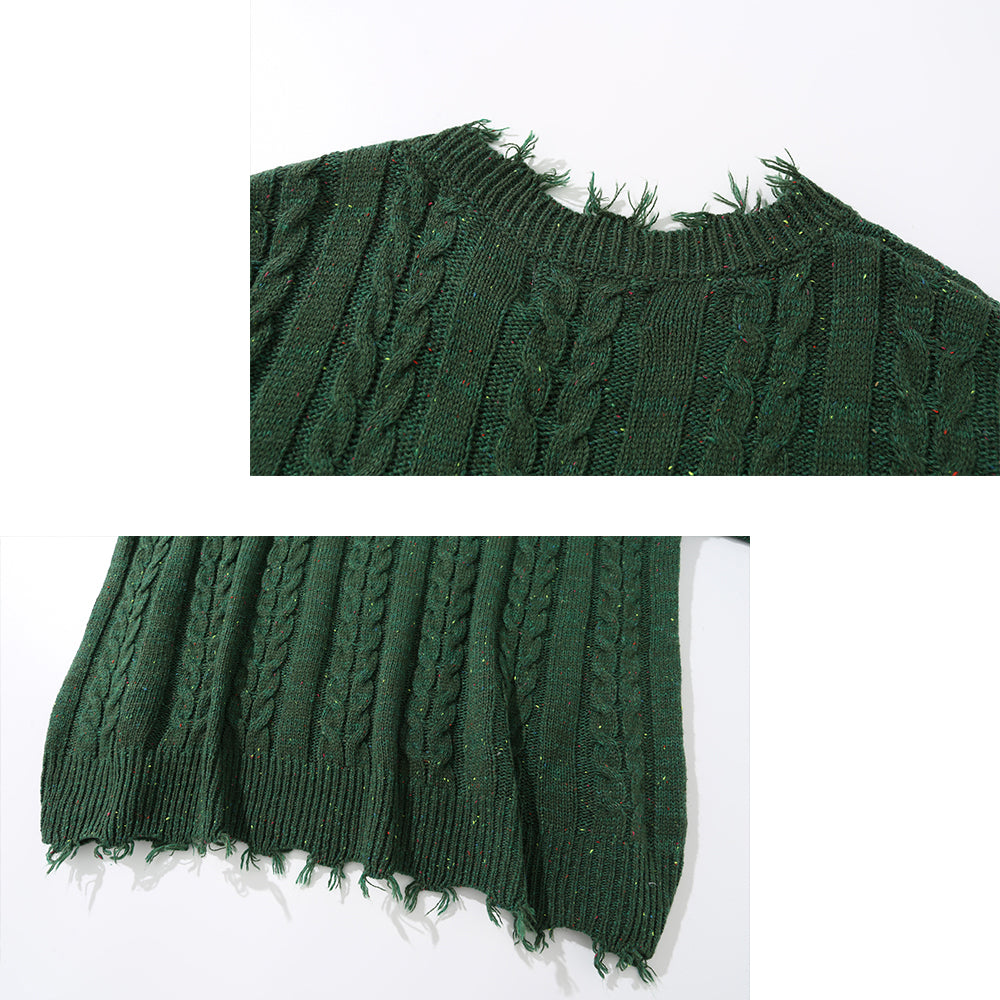 RAGGED BROKEN EDGES PULL-OVER SWEATER