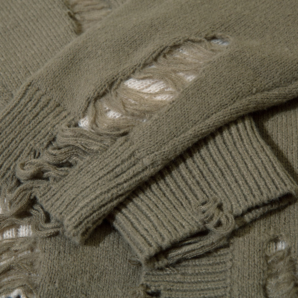 RIPPED KNITTED SWEATER WITH HOLE