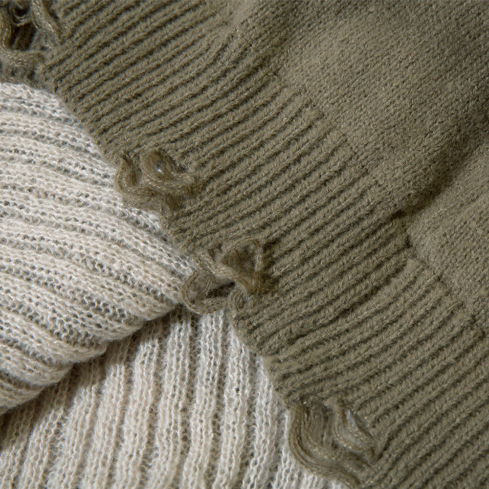 RIPPED KNITTED SWEATER WITH HOLE
