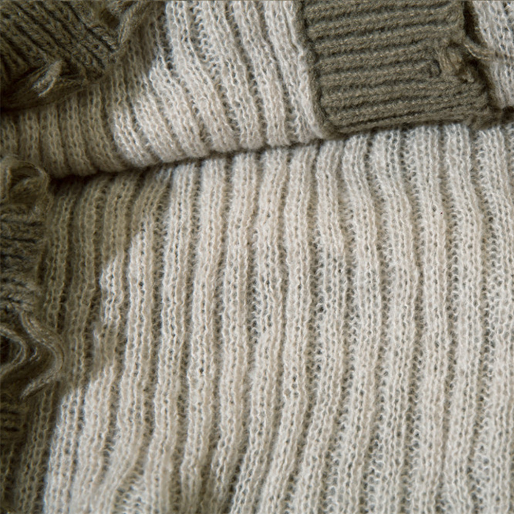 RIPPED KNITTED SWEATER WITH HOLE