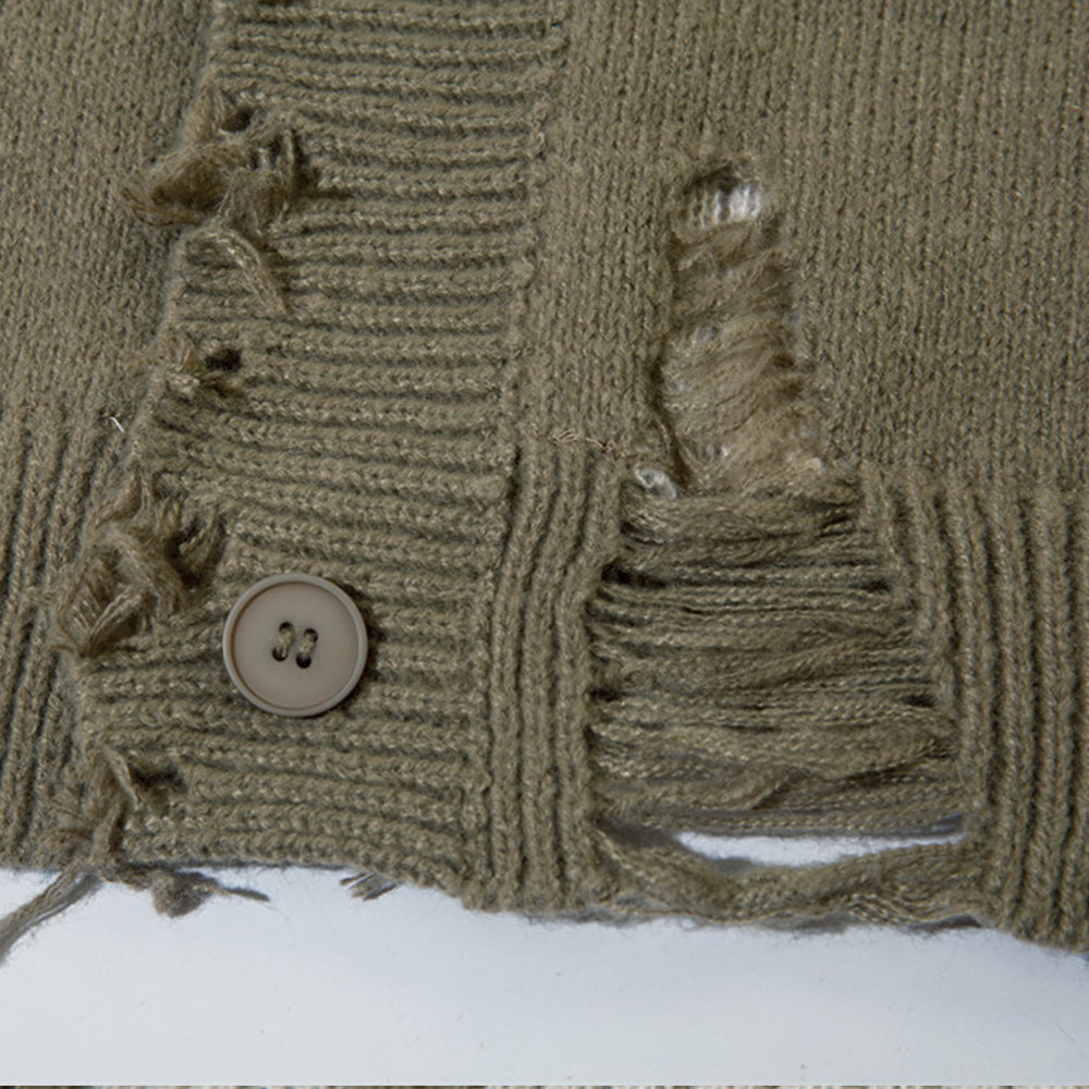 RIPPED KNITTED SWEATER WITH HOLE