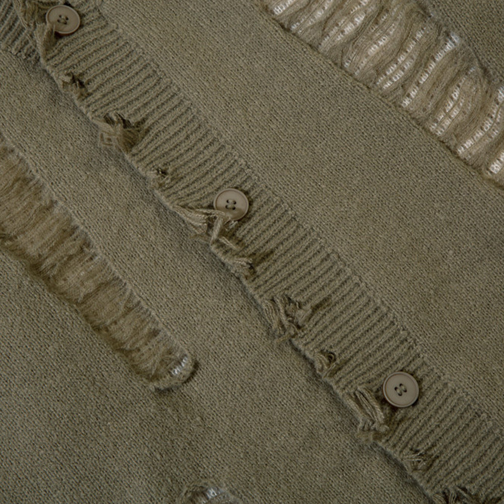 RIPPED KNITTED SWEATER WITH HOLE