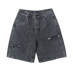 Load image into Gallery viewer, SHREDDED WASHED DENIM KNEE SHORTS DARK GREY JEAN PANTS
