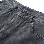 Load image into Gallery viewer, SHREDDED WASHED DENIM KNEE SHORTS DARK GREY JEAN PANTS
