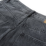 Load image into Gallery viewer, SHREDDED WASHED DENIM KNEE SHORTS DARK GREY JEAN PANTS
