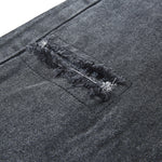 Load image into Gallery viewer, SHREDDED WASHED DENIM KNEE SHORTS DARK GREY JEAN PANTS
