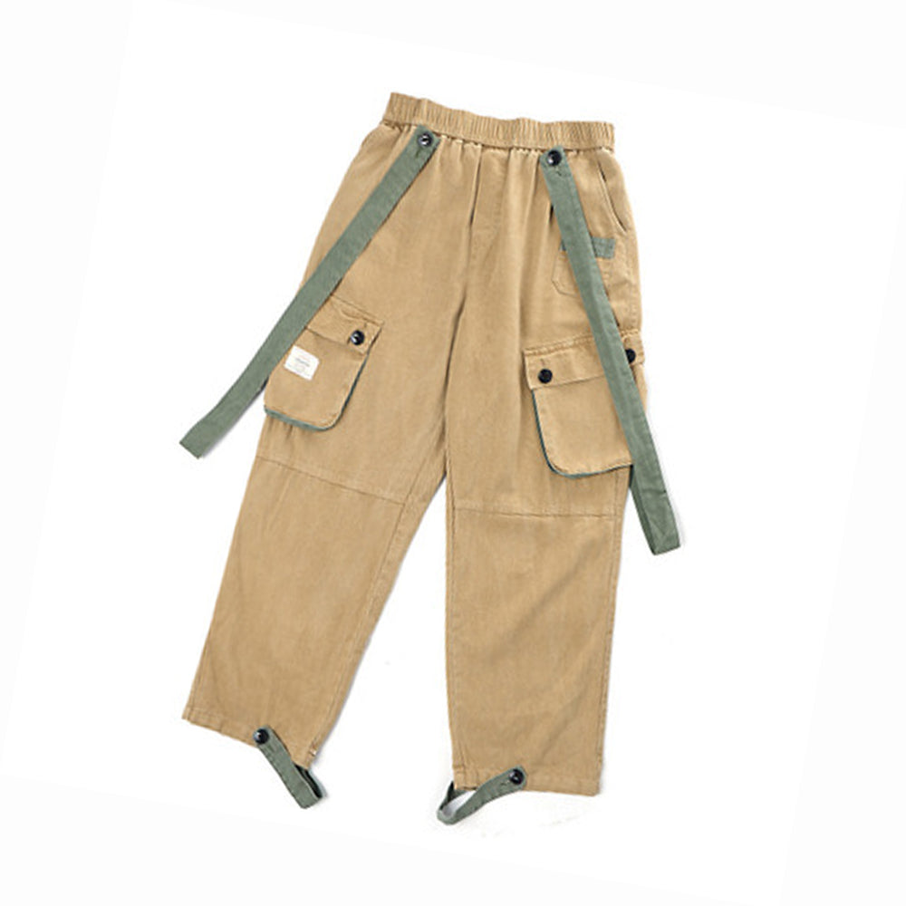 TWO WAYS SUSPENDER WEARING COTTON SKATEBOARD PANTS