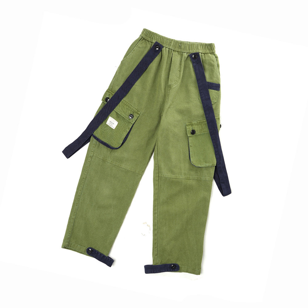 TWO WAYS SUSPENDER WEARING COTTON SKATEBOARD PANTS