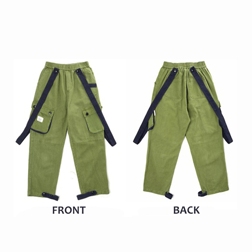 TWO WAYS SUSPENDER WEARING COTTON SKATEBOARD PANTS