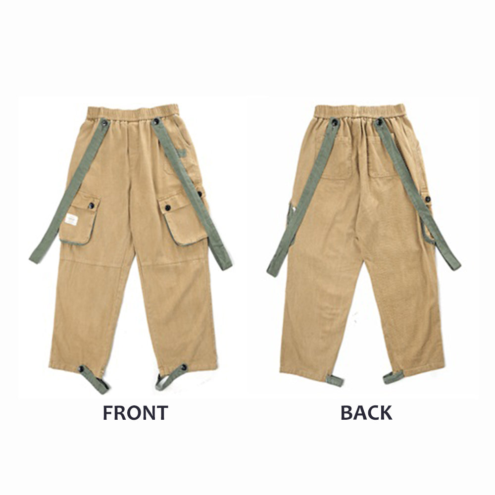 TWO WAYS SUSPENDER WEARING COTTON SKATEBOARD PANTS