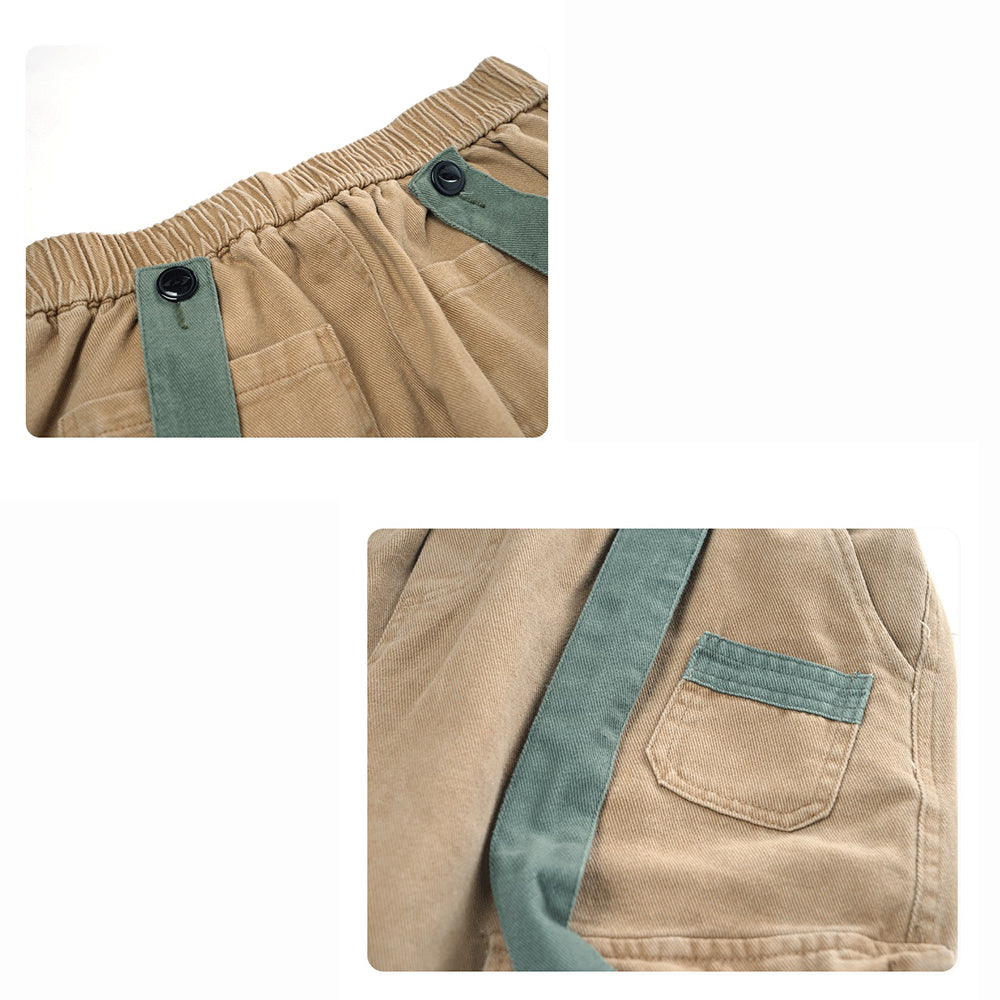 TWO WAYS SUSPENDER WEARING COTTON SKATEBOARD PANTS