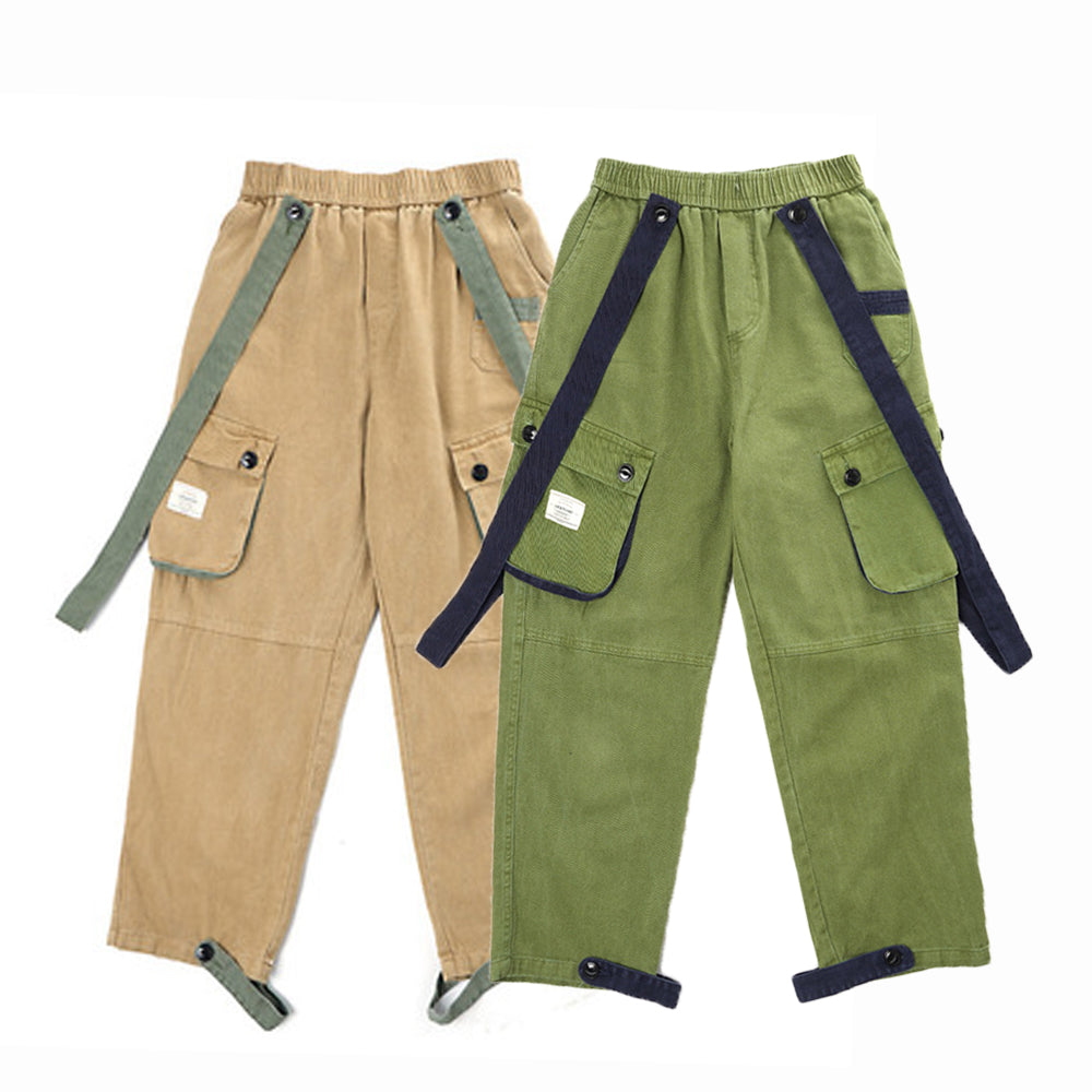 TWO WAYS SUSPENDER WEARING COTTON SKATEBOARD PANTS